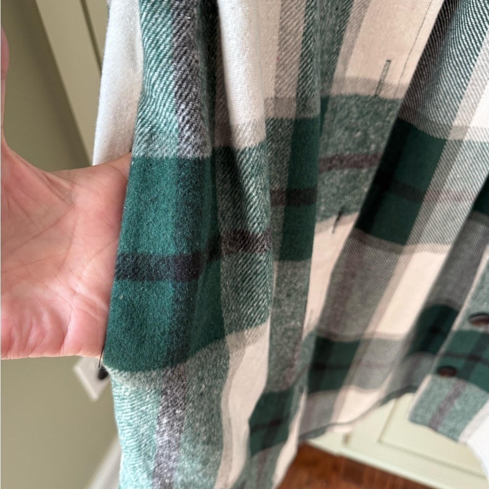 NWT Plaid Unlined Shacket Jacket SZ M Green Whte Black - Picture 7 of 12